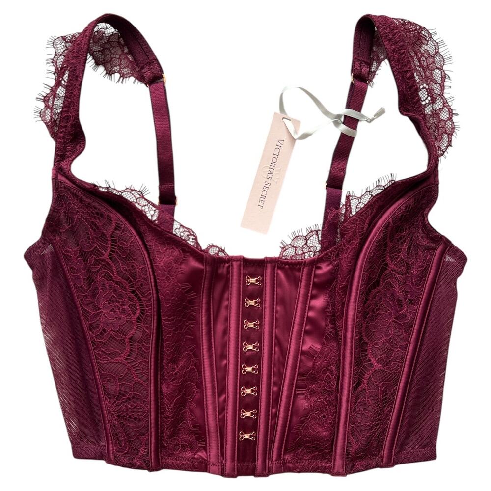 Victoria's Secret Burgundy Lace Corset Bra